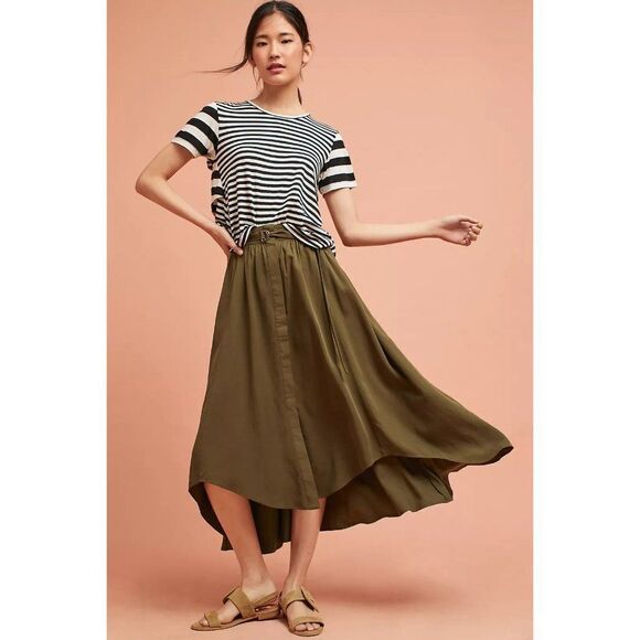 Anthropologie AMO Striped Ruffle Back Short Sleeve Crew Neck Tee Medium B&W - Picture 7 of 11